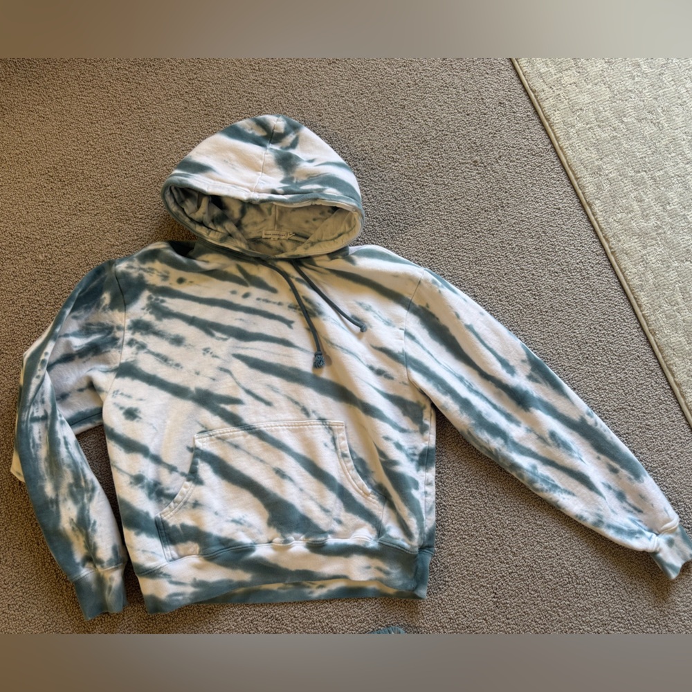 Good American Tie-Dye Hoodie in Light Teal and white Size 2 (Medium)